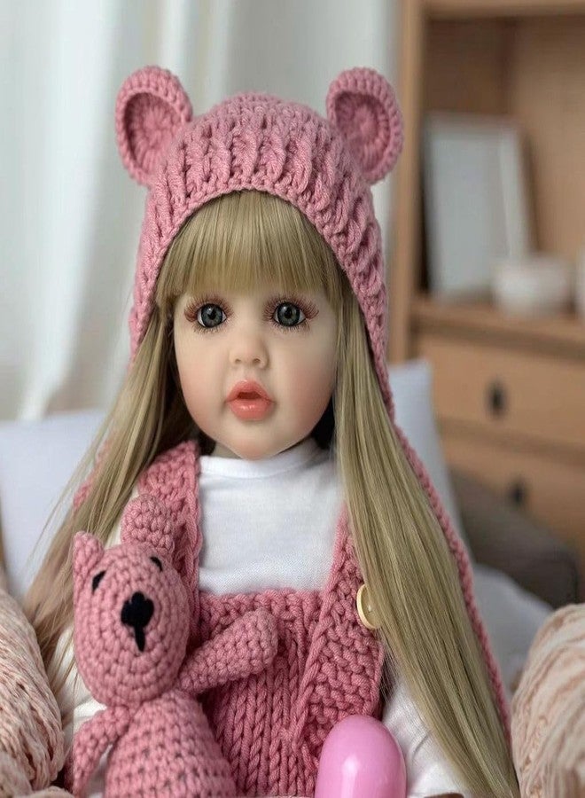 OOTLO Reborn Baby Doll Girl, 22 inch Soft Weighted Body, Cute Lifelike Handmade Silicone Doll for Gift to Kids, Toddlers Girls, Multicolor - Image 5